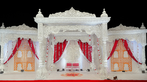 Pilar de Ganesh del sur de la India, decoración de Mandap de boda, Mandap dorado, Mandaps de boda india de EE. UU., estructuras de fibra tradicionales y modernas - Product Image 3