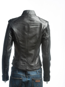 Veste de moto matelassée en coton pour femme, grande taille, en véritable peau de mouton de haute qualité, coupe-vent, respirante, design vintage - Product Image 3