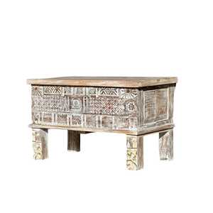 Caja de teca tallada de diseño rústico para muebles de sala de estar - Product Image 1