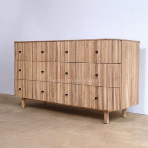 Armoire en teck massif de qualité supérieure avec 6 tiroirs, finition couleur naturelle pour le mobilier de salon - Product Image 5