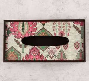 Meena caja de pañuelos de resina con patrón floral para baño y tocador diseño funcional y decorativo de madera - Product Image 2