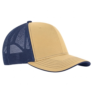 Injae Yellow <b>Navy</b> Mesh Trucker <b>Hat</b> 6-Panel Adjustable Casual Outdoor Common Cap Spring Summer Unisex Snapback - Product Image 4