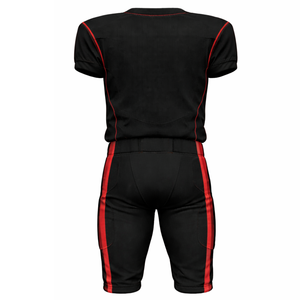 Wholesale Black Red Breathable Short Sleeve American Football Uniform Contrast Stitch Jersey with <b>Padded</b> <b>Pant</b> - Product Image 2
