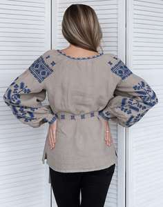 Look féminin éléments ethniques brodés ukrainien Ethno Chic Blouse mode élégante dernière demande femmes coton chemise Sexy haut - Product Image 4