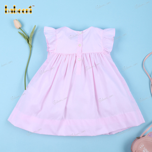 OEM ODM personalizado hecho a mano bordado Niña vestido liso rosa con patrón de animales al por mayor Smocked BB3150 vestidos - Product Image 6