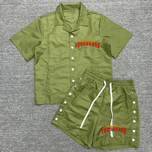 Conjunto Deportivo Informal Personalizado de Gran Tamaño, Chaqueta y Pantalones Cortos Deportivos Estampados, Transpirable, de Poliéster/Algodón, para Hombre, Invierno - Product Image 1