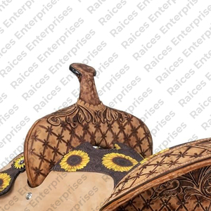 Selle anglaise équestre en cuir de vachette originale avec logo personnalisé en couleur unie vente en gros de selle anglaise de cheval de meilleure qualité - Product Image 6