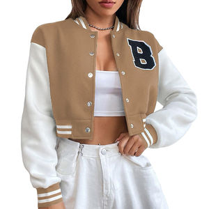 Chaqueta Varsity Corta para Mujer, Transpirable, de Lona Estampada, de Alta Calidad, con Logotipo Personalizable, Etiqueta Personalizable, Moda de Invierno, Color Personalizable - Product Image 4