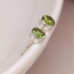 Beautiful Gold Plated <b>Sterling</b> <b>Silver</b> <b>Stud</b> <b>Earrings</b> Natural Peridot (Garnet Aquamarine) Trendy Wedding Gift Jewelry for Parties - Product Image 2