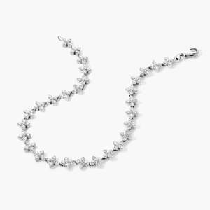 Premium 4MM Round Cut Moissanite Tennis <b>Bracelet</b> Silver <b>Gold</b> Overlay Floral Pattern Perfect Wedding Everyday Glam Gift for Women - Product Image 1