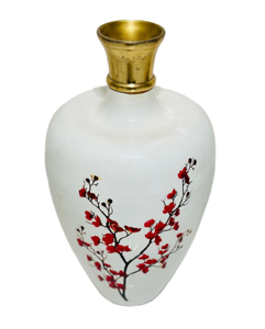 Vase à fleur en fer émaillé blanc fait à la main Vase de sol de luxe au design floral rouge pour la décoration de la maison Salon Restaurant Gold Coast - Product Image 4
