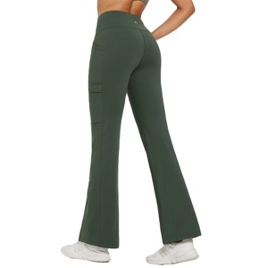 Venta al por mayor mujeres Flare Jogger pantalones y pantalones 100% algodón transpirable suave holgado ancho recto pierna pantalones Cargo pantalones mujeres 2026 - Product Image 2