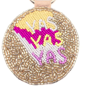 Llavero de Cristal de Cuarzo Rosa Amarillo y Verde, Bordado a Mano con Cuentas, Diseño Festivo, Impermeable y Ecológico - Product Image 6