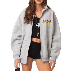 Sweats à capuche de haute qualité avec fermeture éclair oversize pour femmes, poids lourd, logo imprimé personnalisé, sweat à capuche respirant à séchage rapide - Product Image 1