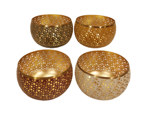 เชิงเทียนเหล็กทรงกลม4ชิ้นขนาดกลางดีไซน์ไม่เหมือนใครสำหรับงานปาร์ตี้ในร่ม - Product Image 1