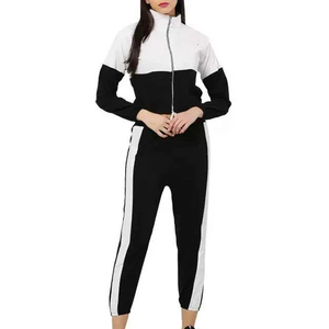 Survêtement color block pour femme, manches longues, col roulé, fermeture éclair, pantalon de jogging sportif avec poches latérales, vêtements d'automne - Product Image 2
