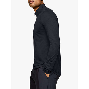 Tissu de bambou à manches longues T-Shirt noir hommes sans couture demi fermeture éclair haut d'entraînement T-shirt T-shirt pour hommes - Product Image 2