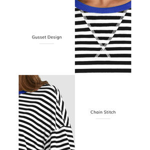 Sudadera con Capucha Personalizada con Logotipo, de Algodón y Forro Polar, con Rayas, de Manga Larga, Holgada, Informal para Mujer, Antiarrugas, Transpirable, para Invierno - Product Image 5