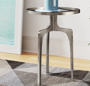 Mesa auxiliar de metal con acabado dorado de estilo moderno con parte superior redondeada, muebles de decoración para el hogar de gran venta para sala de estar - Product Image 3