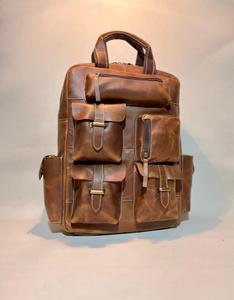 Mochila de piel auténtica personalizable para mujer, cremallera de gran capacidad, múltiples bolsillos, vestido ajustable, cadenas de moda - Product Image 2