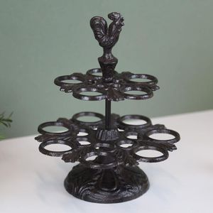 Elegantes estantes para huevos de hierro forjado con acabado antiguo, perfectos para exhibir huevos frescos de granja en encantadoras cocinas de granja - Product Image 2