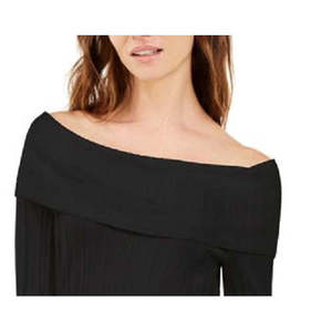INC International Concepts Maglione da donna a costine con spalle scoperte, nero, taglia media, per l'autunno - Product Image 2