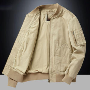 แจ็กเก็ตเบสบอลลำลองของผู้ชายเสื้อแจ็กเก็ตนักบินคอตั้งใส่ฤดูใบไม้ร่วงและฤดูหนาวโลโก้ออกแบบได้ตามต้องการ - Product Image 5