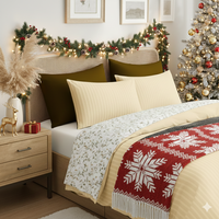 Parure de couette moderne jetable en fibre de bambou 100% rayée blanche et verte pour les fêtes, taille King, 3 pièces, ultra douce, effet neige