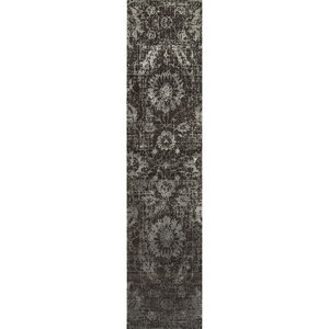 Kavi Grey Black Floral Rectangular Hand Knotted Wool Bamboo Silk Rug Chaos Theory Collection-Living Room <b>Carpet</b> for Teens - Product Image 1