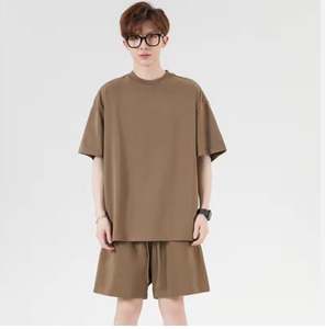 Ensemble de survêtements d'été 2 pièces pour hommes unisexe personnalisé Style décontracté 240-300gsm tissu éponge t-shirt et short - Product Image 5