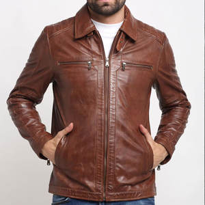 Latest Design Coated <b>Motorbike</b> Leather Jacket Low Price Full Sleeve Customized <b>Stand</b> Collar Front Logo High Quality - Product Image 1