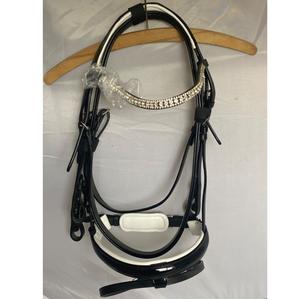 Cheval Superbe Bride En Cuir Cristal Noir Verni Flash Noseband inc Rênes - Product Image 1