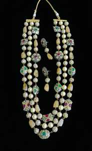 Fabricante indio chapado en oro Bollywood perla estilo étnico boda compromiso perla Mala collar conjuntos - Product Image 4