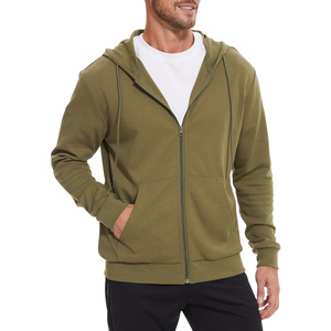 Sudadera con capucha y cremallera para hombre Proveedor OEM con impresión de logotipo de tela transpirable de ajuste personalizado y opciones de ropa de moda de etiqueta privada - Product Image 1