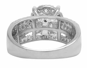 925 Sterling Silver Halo Setting <b>Iced</b> Out Round Moissanite Diamond Engagement Wedding Band <b>Ring</b> For Women - Product Image 5