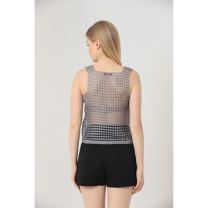 Laser Cut <b>Glitter</b> <b>Mesh</b> Wholesale Tank <b>Tops</b> - GRAY <b>GLITTER</b> - Product Image 5