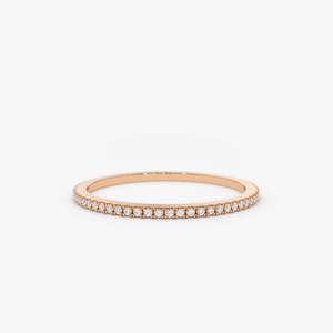 Slender Ultra <b>Thin</b> Micro Pave Lab Grown Diamond Eternity Band 0.28 Ctw G Color SI Clarity 14K Solid Gold Bridal Layering Piece - Product Image 1