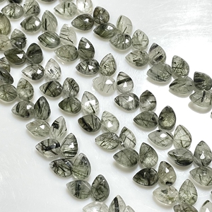 Perles de briolette en forme de poire et de feuille de rutile vert perles de pierre précieuse naturelle en gros pour bijoux - Product Image 2