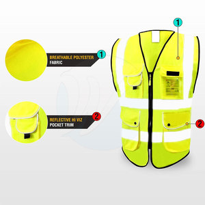 เสื้อกั๊กนิรภัย ANSI Class 1 แบบสั่งทำพิเศษ ขายดีที่สุด พร้อมไฟ LED กันน้ำ พิมพ์โลโก้ได้ วัสดุไนลอน/โพลีเอสเตอร์ สำหรับใช้งานกลางแจ้ง - Product Image 2