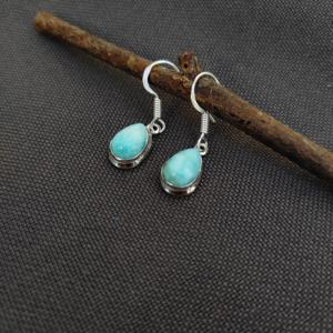 Vente en gros de petites boucles d'oreilles en pierres précieuses Larimar Boucles d'oreilles pour femmes en argent sterling plaqué main à prix d'usine - Product Image 4
