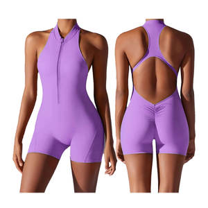 จั๊มสูทและรอมเปอร์สำหรับผู้หญิงชุดเล่นโยคะชิ้นเดียวมีซิปด้านหน้า - Product Image 6