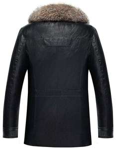 Blouson aviateur chaud personnalisé à capuche en similicuir de mouton de grande taille pour hommes de style parka Design imprimé imperméable coupe-vent respirant - Product Image 4