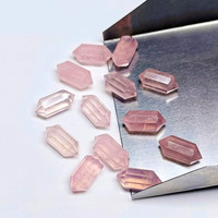 Cuarzo Rosa Facetado 100% Natural Calidad AAA+ en Forma de Lápiz, Cristal Rosa Mineral de Doble Terminación 10x5mm, Joyería Suelta de Tercera Calidad
