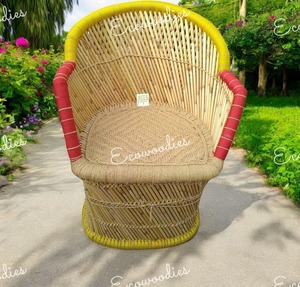 Chaise de bar en canne de bambou tissée à la main avec siège confortable pour salon jardin balcon chaise simple - Product Image 1