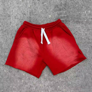 Lavage à l'acide Shorts hommes confortable décontracté XS taille tissu éponge Vintage motif décoration Simple conception unie vente hommes Shorts - Product Image 3