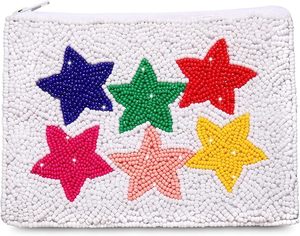 Bleu blanc rouge Design blanc couleur haute qualité Cowboy pochette perlée fabriqué à la main Western Mini porte-monnaie fermeture à glissière toile Ma - Product Image 5