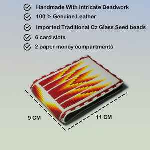 Hot Selling Azetec <b>Beaded</b> Leather Men's Wallets Vintage Style Slim <b>PVC</b> Best Zipper Short Geometric Indian Design High Demand - Product Image 5