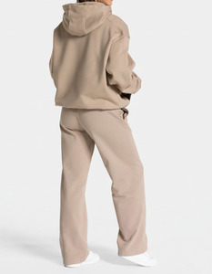 Ensemble survêtement femme en molleton de coton respirant, sweat-shirt à capuche et jogging taupe à fermeture éclair, 2 pièces, vêtements de sport pour femme - Product Image 2