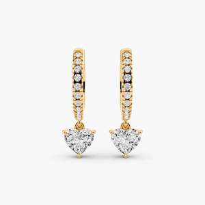 Boucles d'oreilles créoles SHREYA DIAM en diamant taille cœur, plaqué or 10K, sertissage clos tendance, bijoux romantiques pour mariage pour femme - Product Image 2