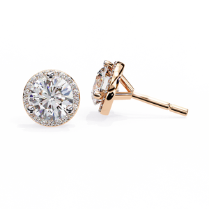 18K Gold Unique Stud and Hoop Earrings with Lab-Grown Diamond for Engagement in Rose White Yellow Gold - Product Image 5